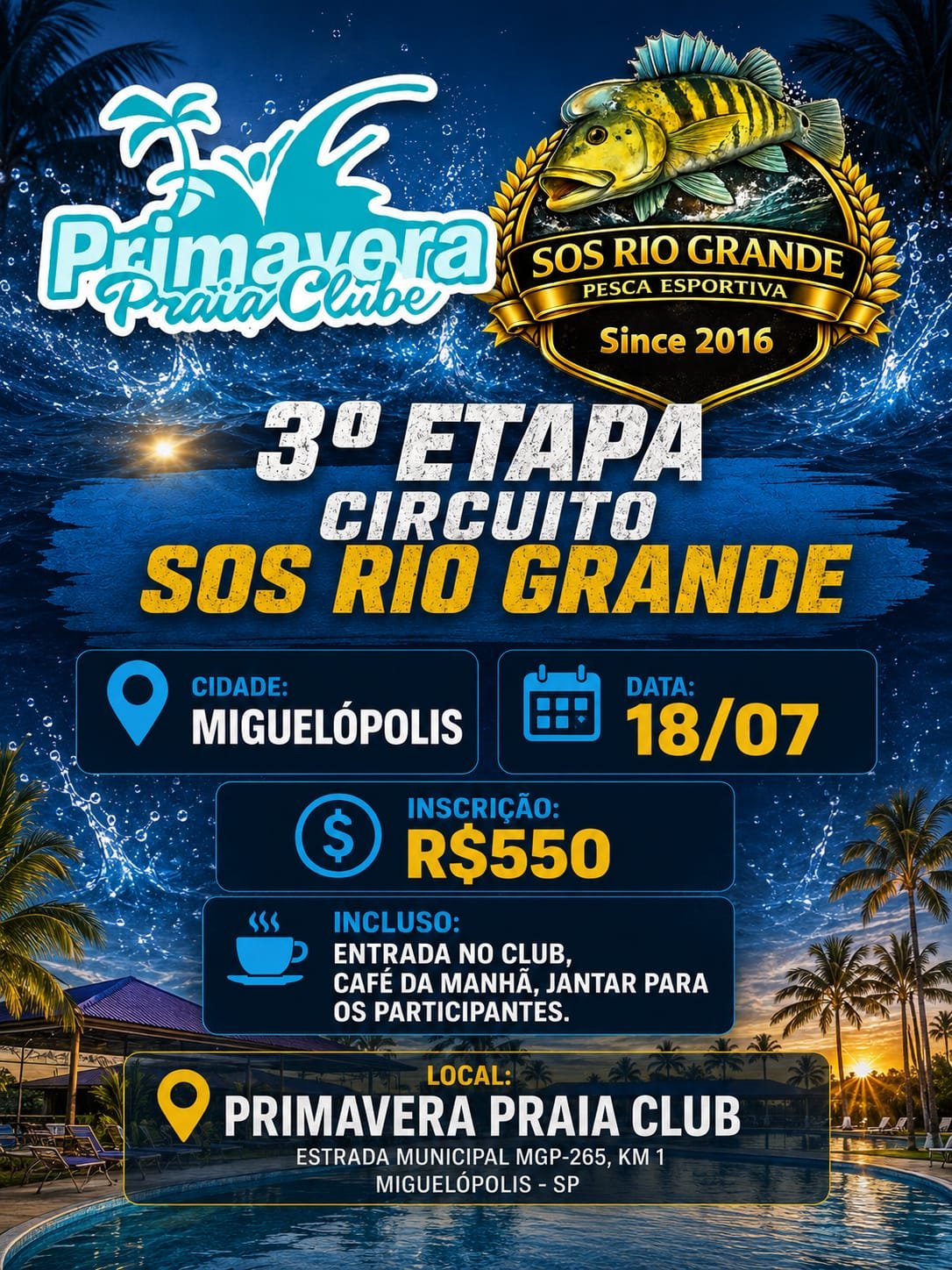 Cartaz oficial da 3ª etapa em Miguelópolis